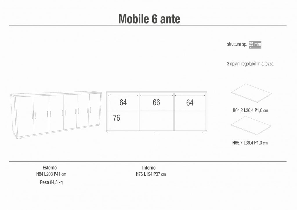 MOBILE 6 ANTE KIT NOCE STELVIO E OSSIDO BIANCO