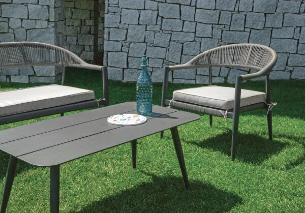 set Milano in Alluminio e Wicker set 152G