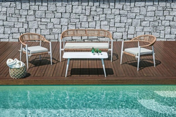 set Milano in Alluminio e Wicker set 152B