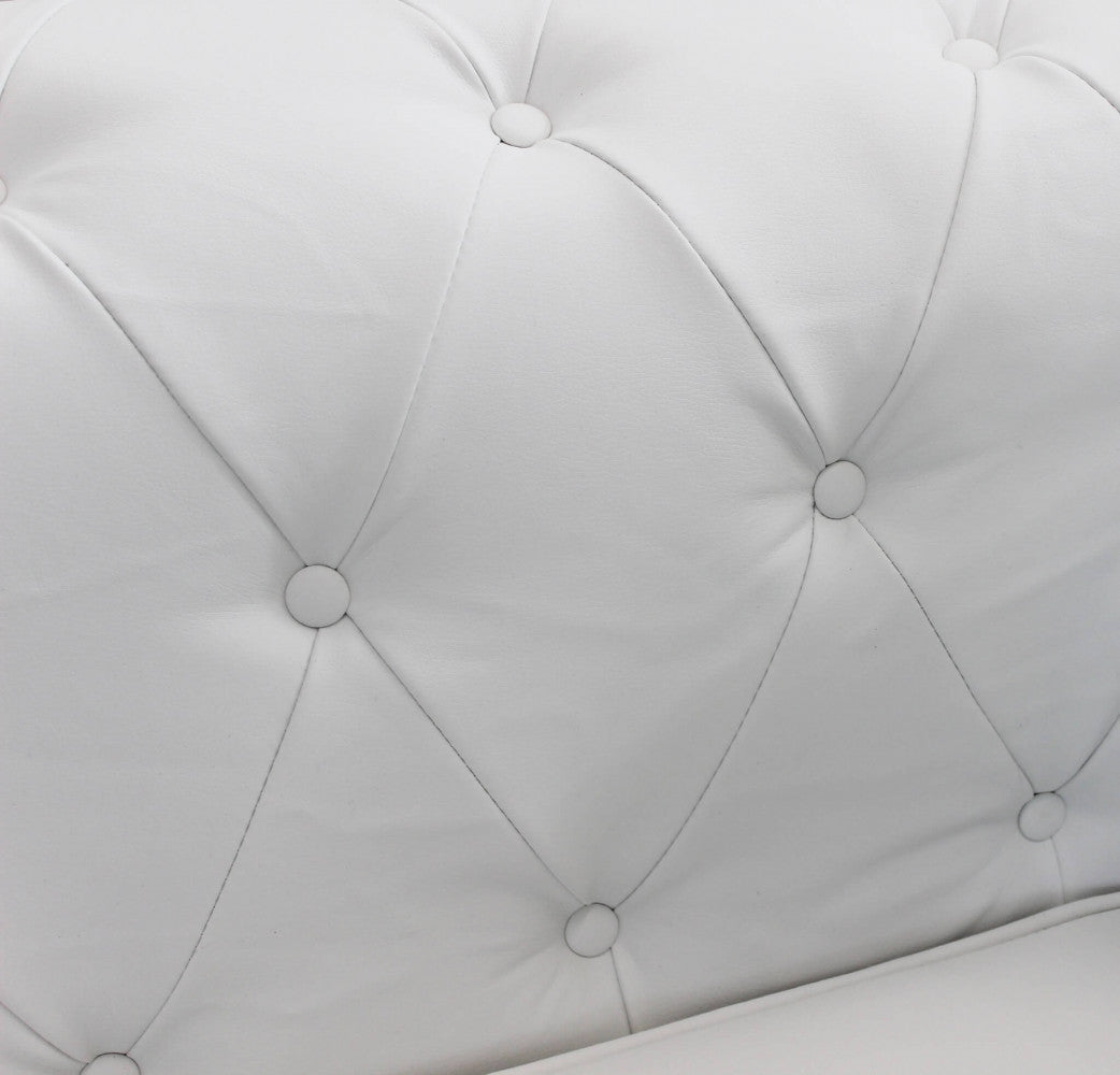 DIVANO 3 POSTI CHESTERFIELD IN ECOPELLE BIANCO