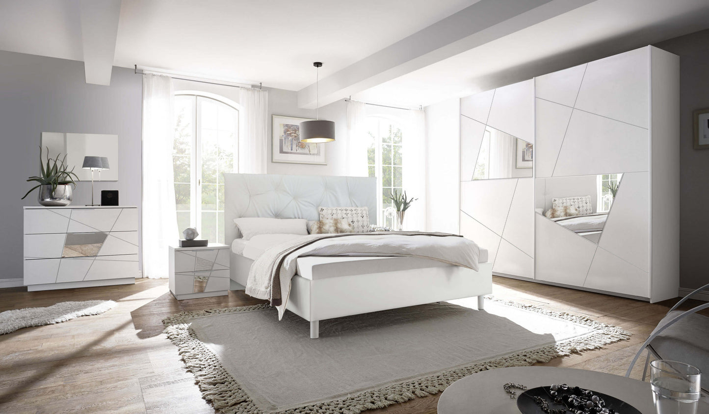 62 90 12 - 56 LETTO IMBOTTITO 160X200 BIANCO LEONARDO