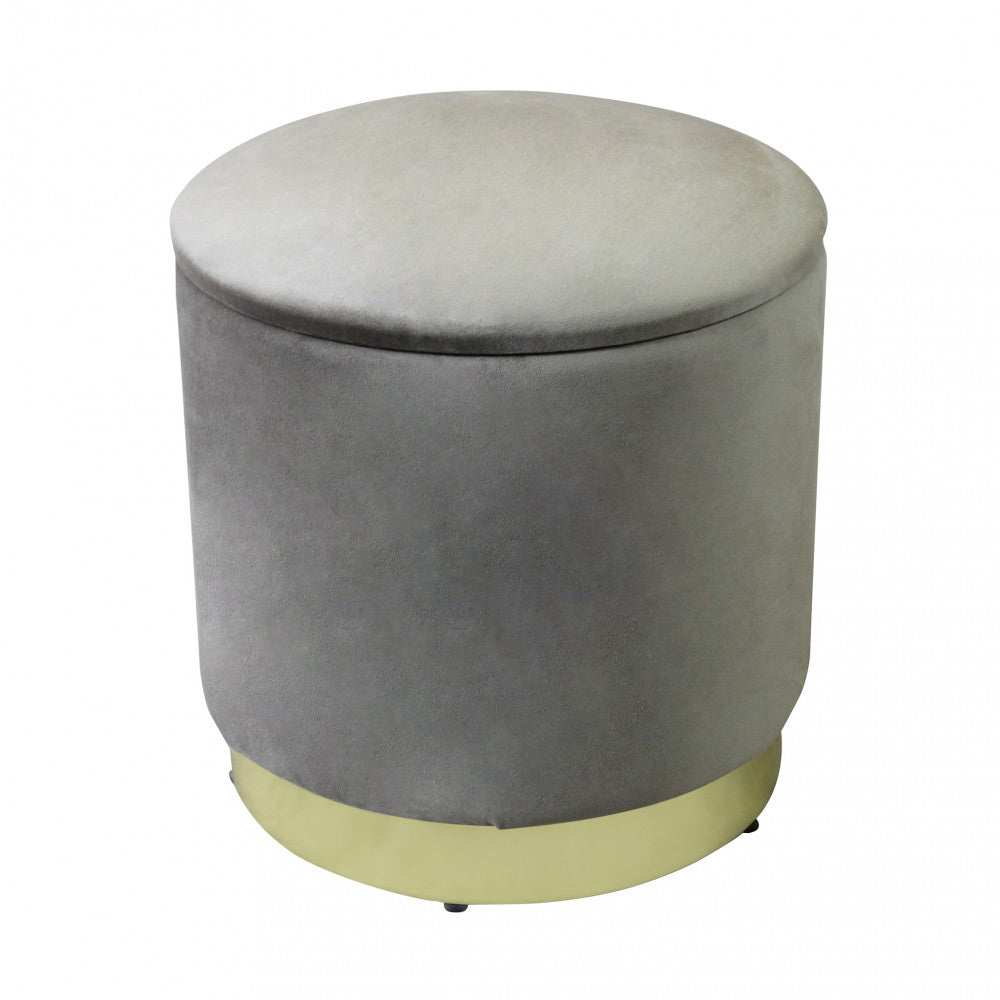 POUF CONTENITORE ROTONDO IN VELLUTO TORTORA