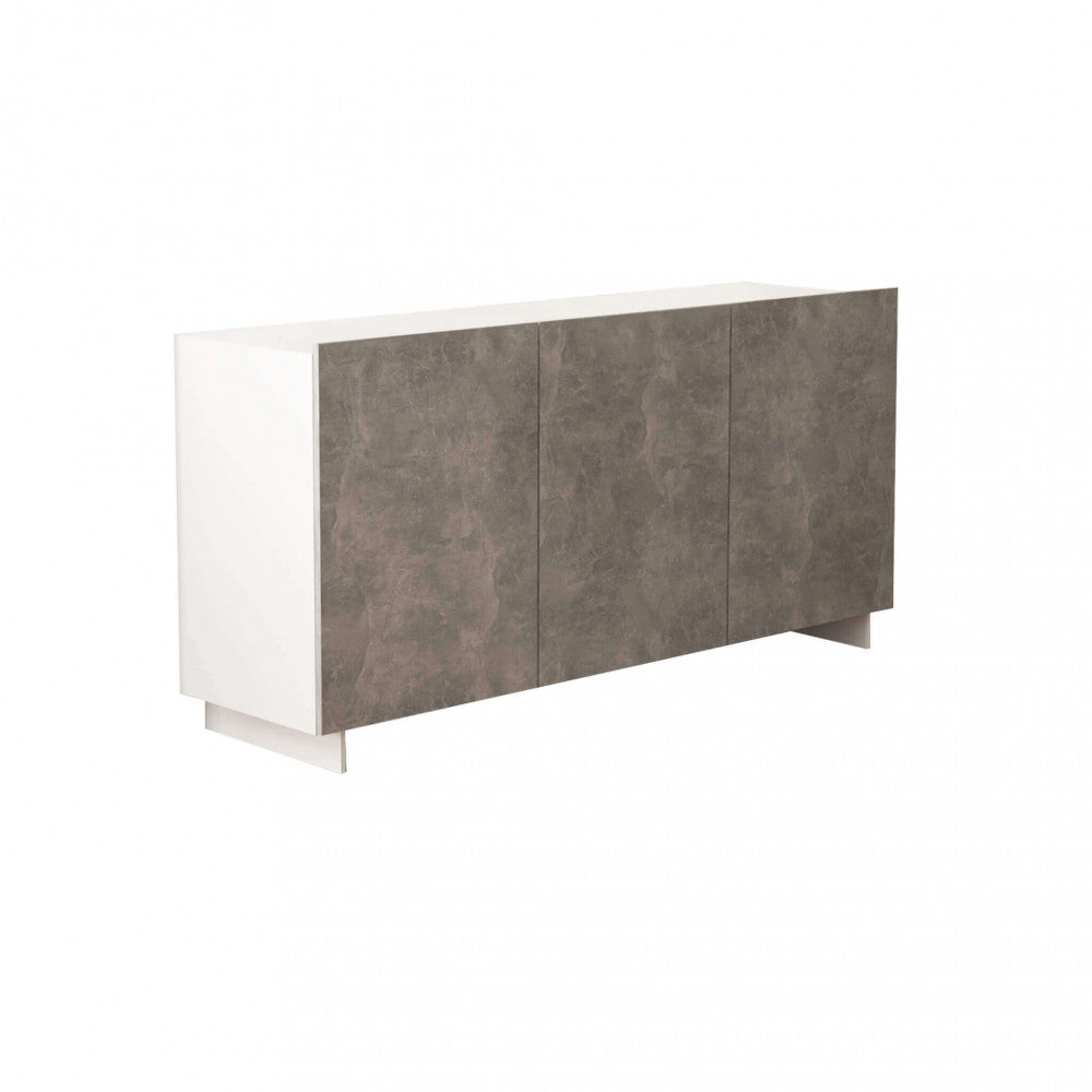 CREDENZA CARLILE BIANCO E GRIGIO EFFETTO CEMENTO