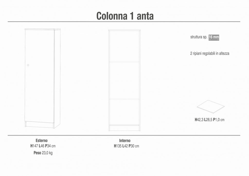COLONNA 1 ANTA KIT BIANCO LISCIO