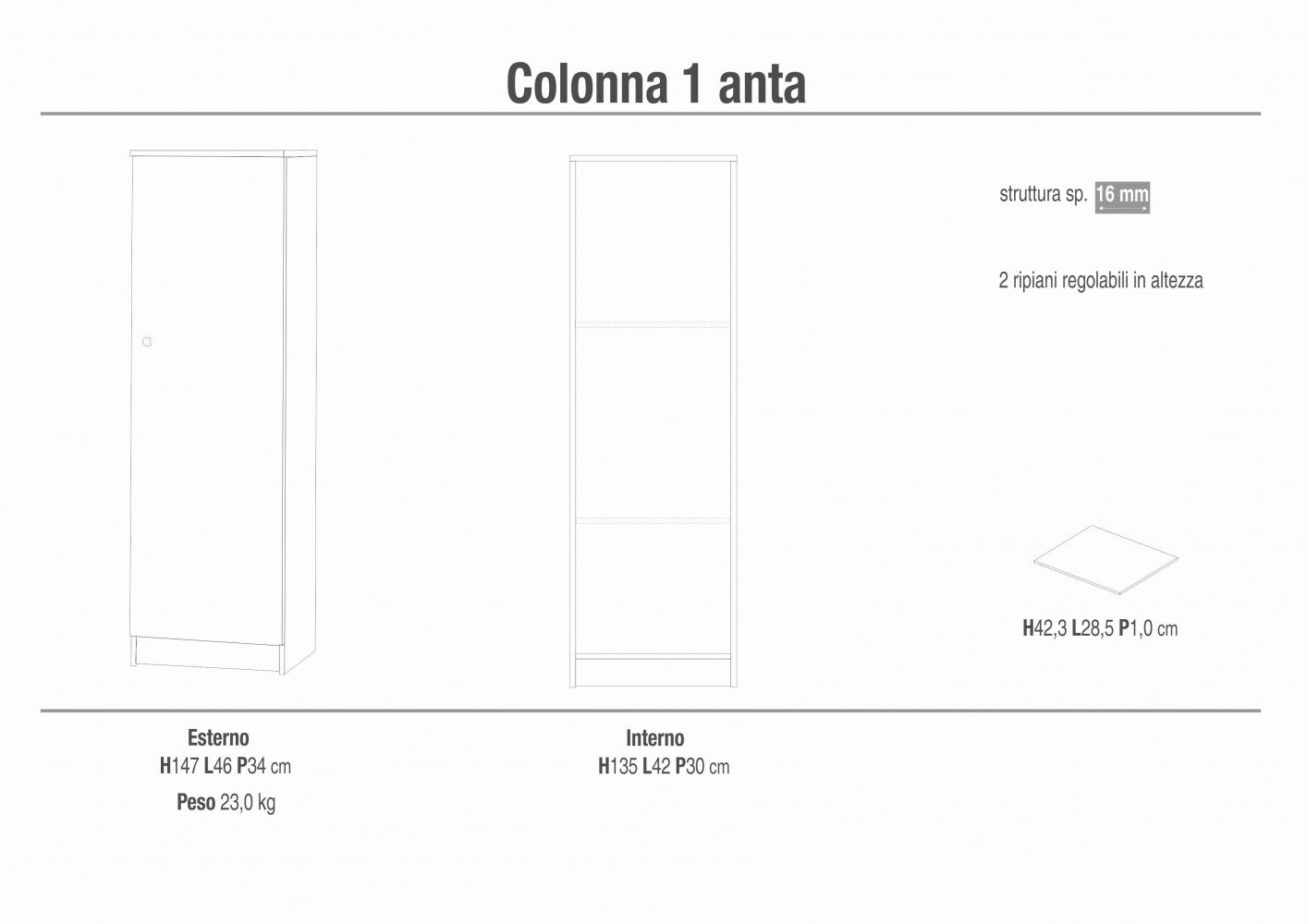 COLONNA 1 ANTA KIT BIANCO LISCIO