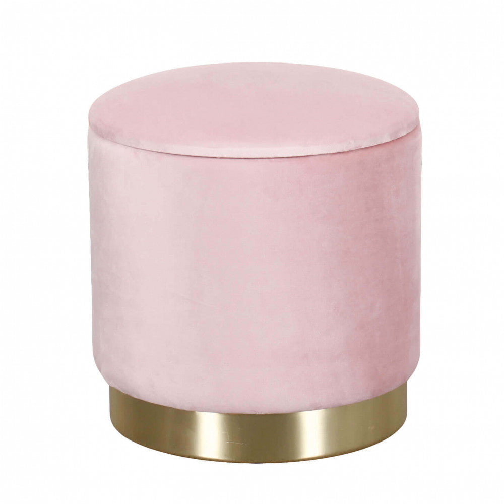 POUF CONTENITORE ROTONDO IN VELLUTO ROSA