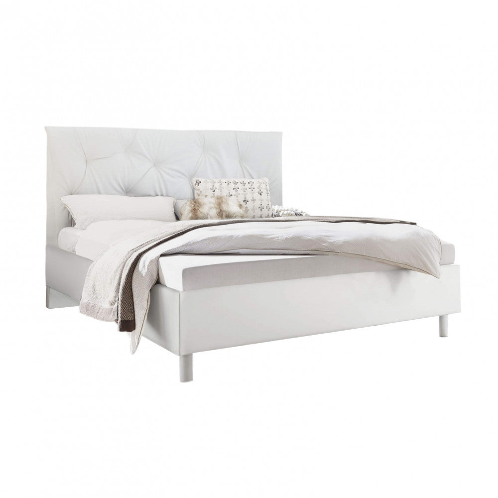 62 90 12 - 56 LETTO IMBOTTITO 160X200 BIANCO LEONARDO