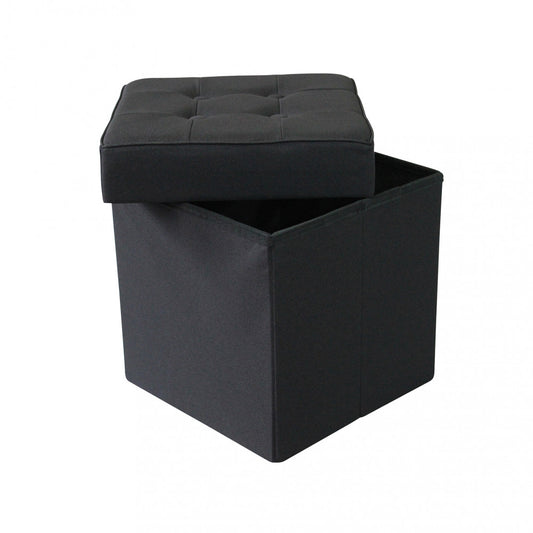 POUF CONTENITORE QUADRATO IN STOFFA NERO