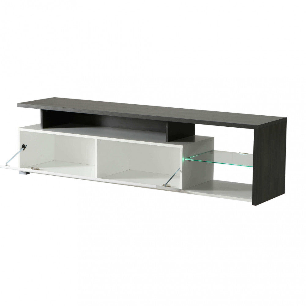 PORTATV ARCTIC BIANCO, LEGNO NERO E BIANCO GLOSS