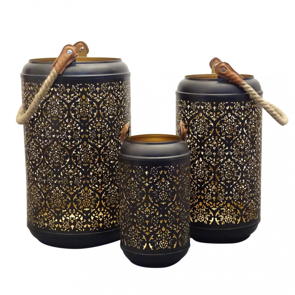 SET DI 3 LANTERNE IN METALLO CÉLIE