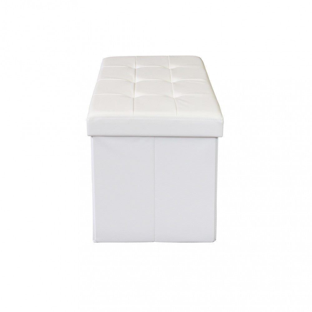 POUF CONTENITORE RETTANGOLARE IN ECOPELLE BIANCO