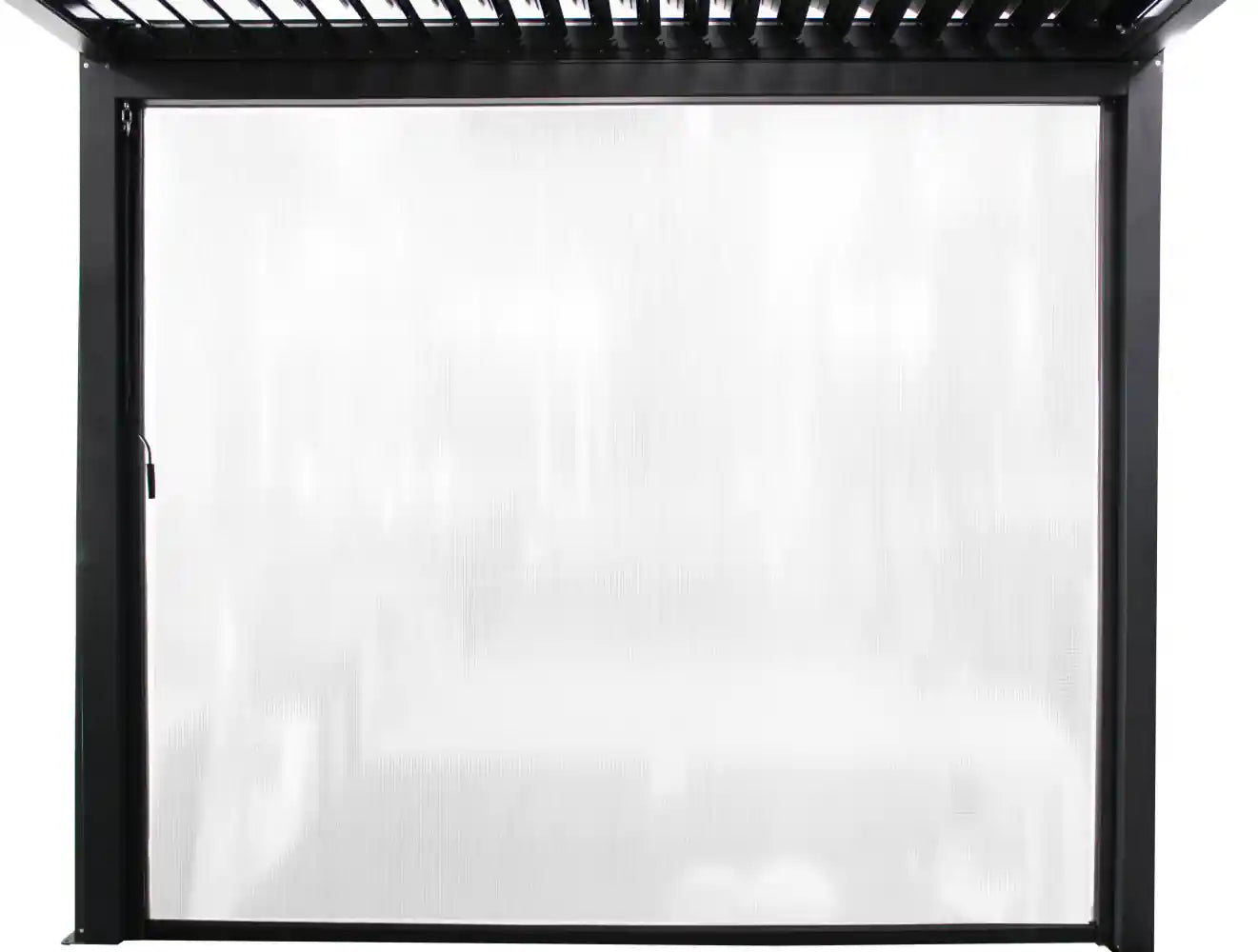 Laterale a tenda avvolgibile in PVC grigio scuro per pergola bioclimatica lato 3 metri