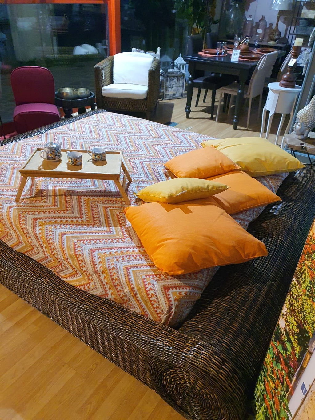 Letto modello futon in midollino