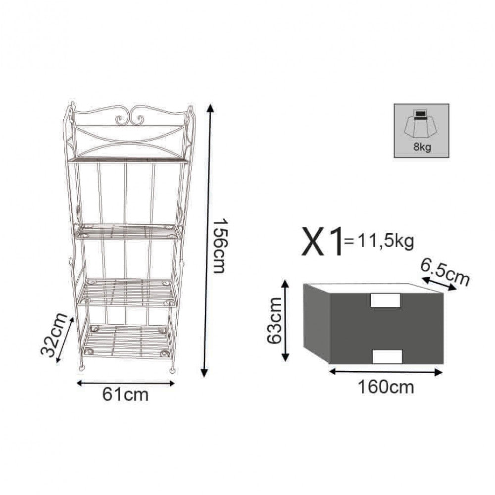 ÉTAGÈRE NOELLE 4 PIANI BIANCO ANTICO