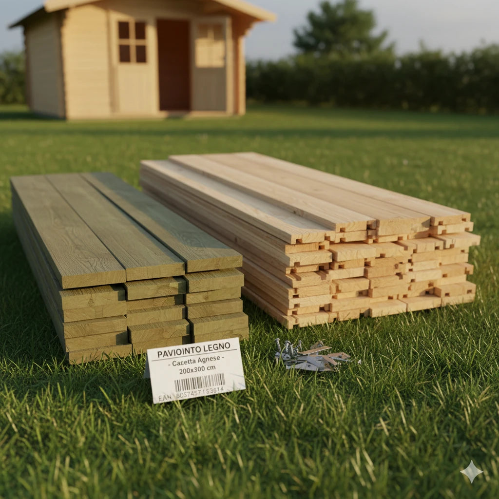 Vista Panoramica del pavimento in legno per a casetta agnese
