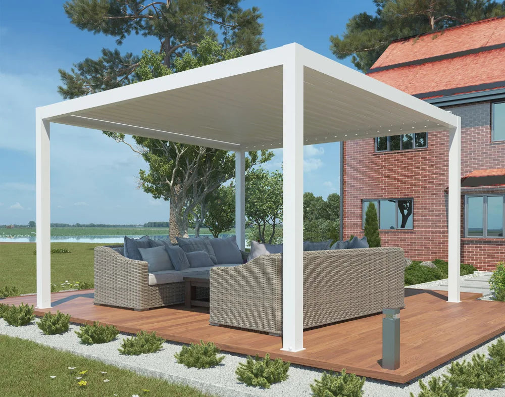 Pergola bioclimatica motorizzata 4x4 vista laterale