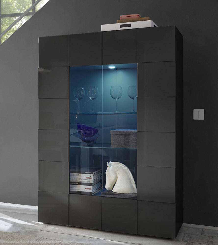 VETRINA 2 ANTE GRIGIO LUCIDO LORENZO
