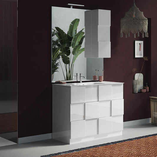 439008-T100 BAGNO A TERRA CM 100 BIANCO LUCIDO LORENZO