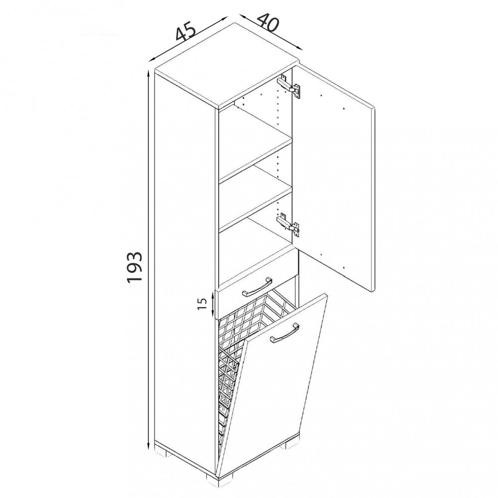 COLONNA PURE CON CESTO PORTABIANCHERIA BIANCO LUCIDO