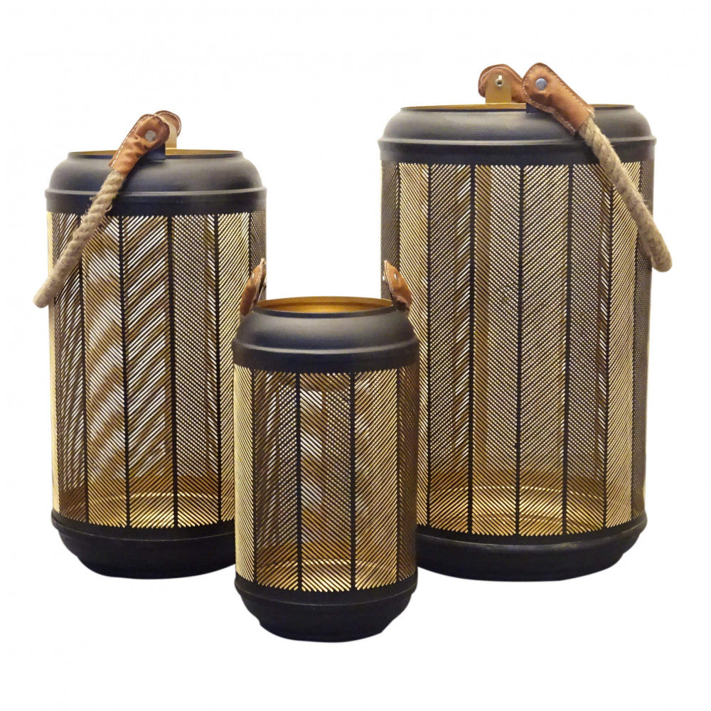 SET DI 3 LANTERNE IN METALLO CHRISTINE