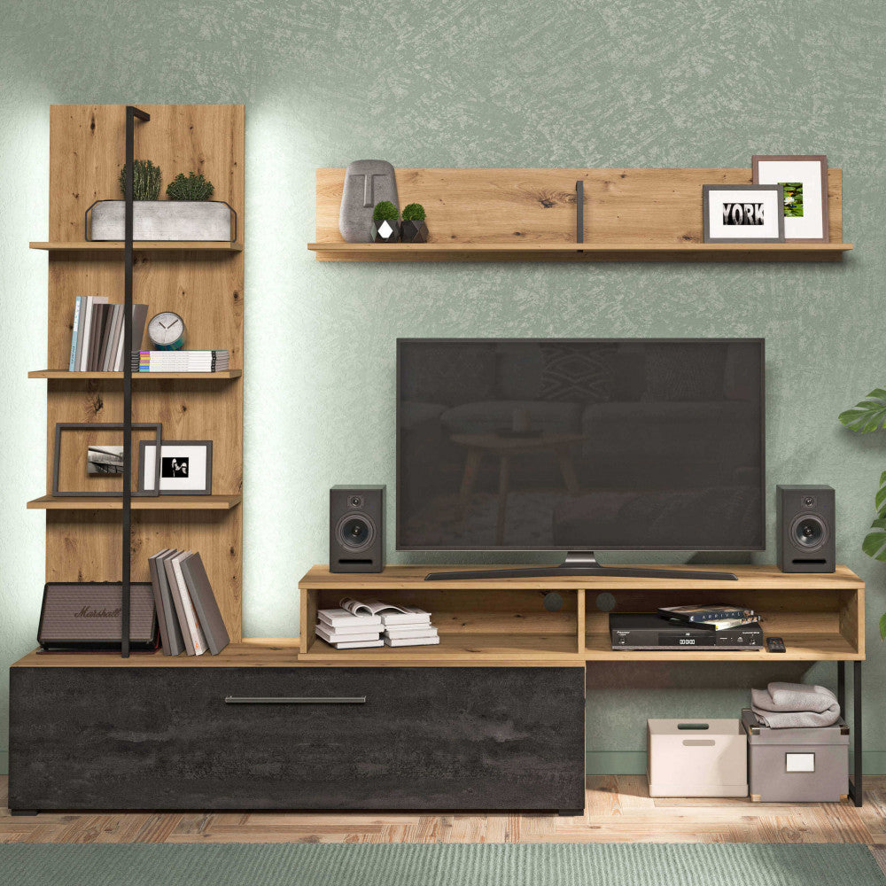 SOGGIORNO EVORA ROVERE ARTIGIANO E CARBON