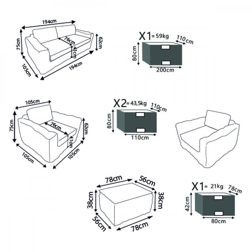 POLYNESIA LOUNGE 2 PC/CUSHIONS