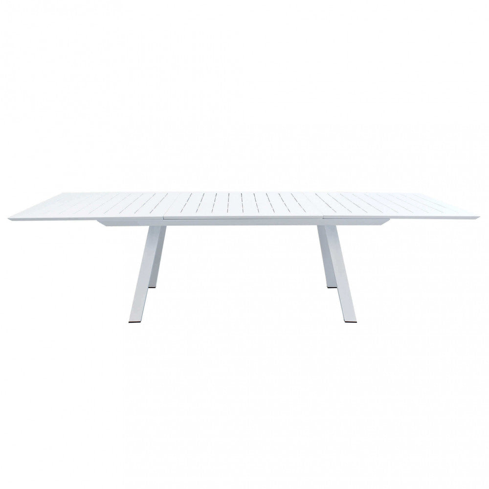 Vista Laterale del Tavolo Aperto Zante esteso, con design rettangolare moderno, che mostra la sua ampia superficie per cene e pranzi all'aperto | Albert Stock
