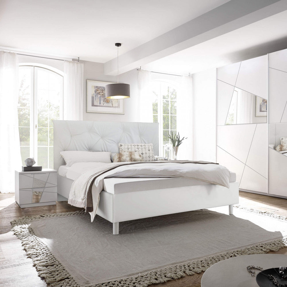 COPPIA COMODINI 2 CASSETTI BIANCO FRASSINATO LEONARDO