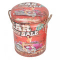 SET DI 2 POUF CONTENITORE TONDO ROSSO