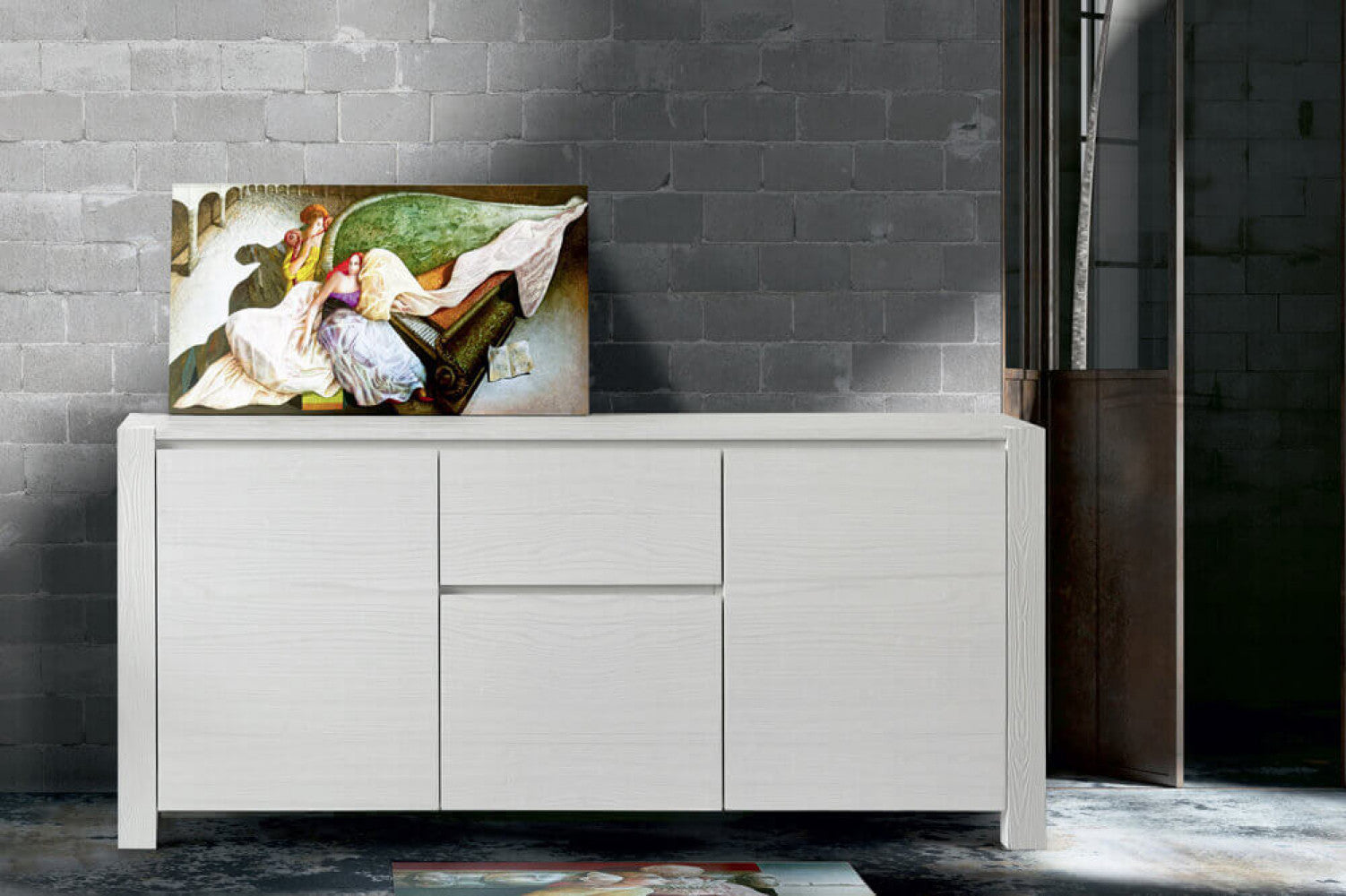 CREDENZA IN ABETE SPAZZOLATO 185 X 50 X 84 BIANCA