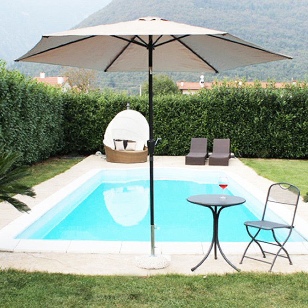 OMBRELLONE POLY ECO Ø 3 PALO NERO TELO BEIGE