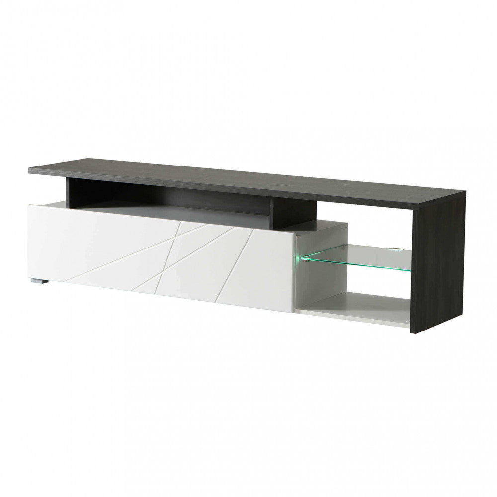 PORTATV ARCTIC BIANCO, LEGNO NERO E BIANCO GLOSS