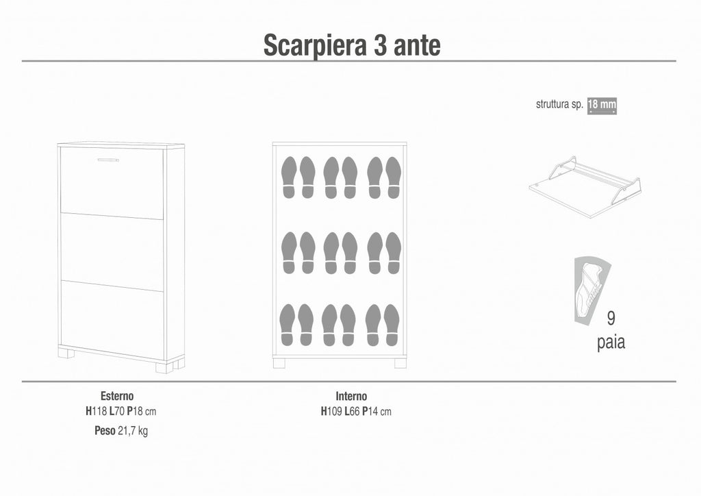 Disegno tecnico scarpiera Cosma