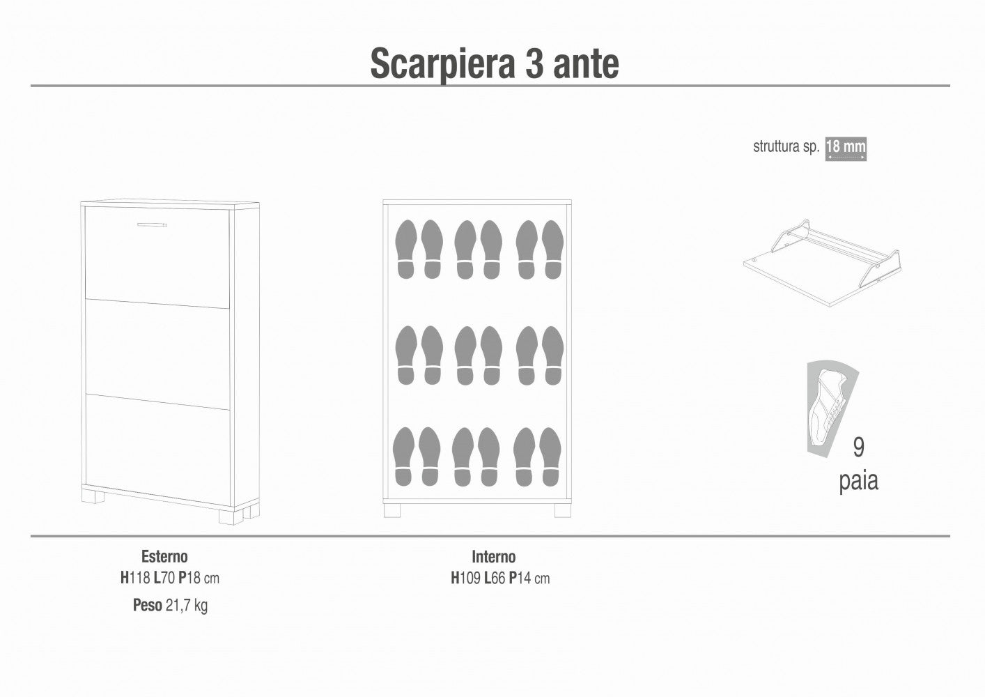 Disegno tecnico scarpiera Cosma