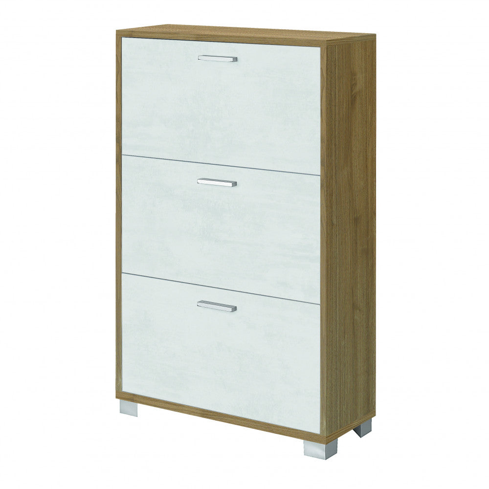 Scarpiera Cosma MG808833 a 3 ante finitura Noce Stelvio e Ossido Bianco