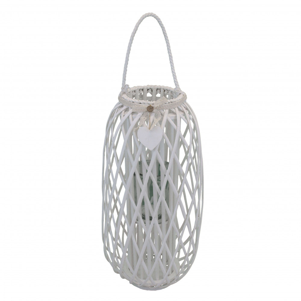 lanterna caroline bianca vimini vetro alta 86 cm pizzo cuore shabby chic