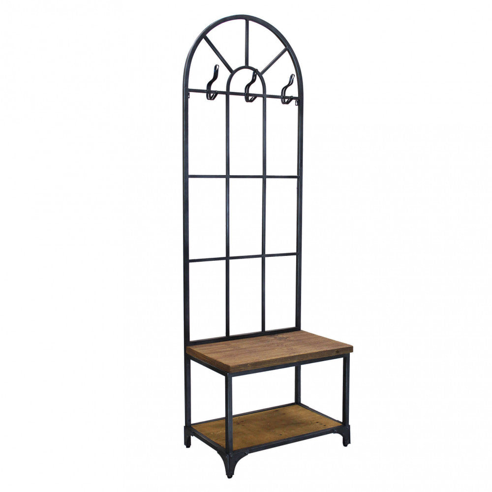 Appendiabiti Booker con design industriale e panca integrata, per organizzare abiti e scarpe | Albert Stock