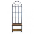 Appendiabiti con panca Booker in legno marrone e struttura in acciaio nero, ideale per l'ingresso | Albert Stock