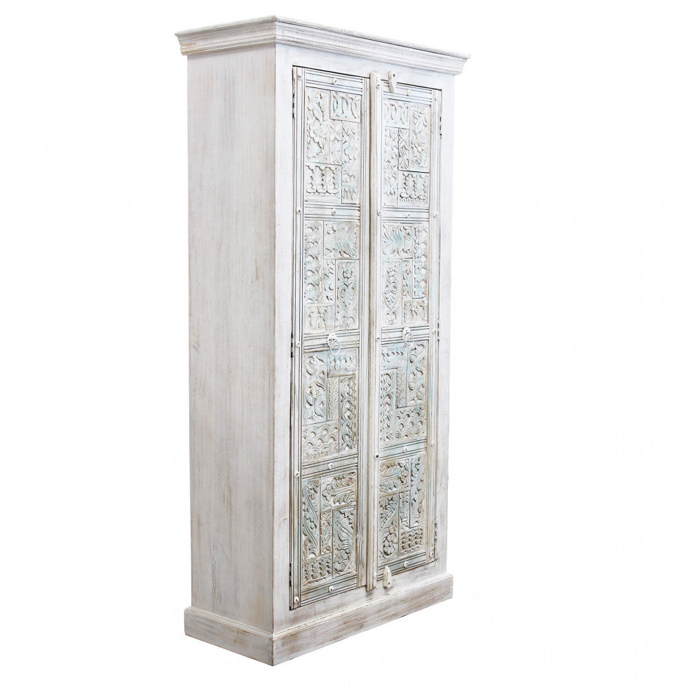 Armadio Zach 2 Ante in Legno di Mango Bianco - MO806802