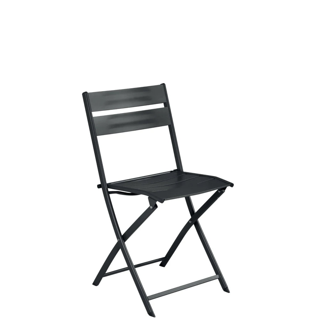 Sedia Lucca Pieghevole in Alluminio Antracite con design a listelli, resistente e salvaspazio per esterni.