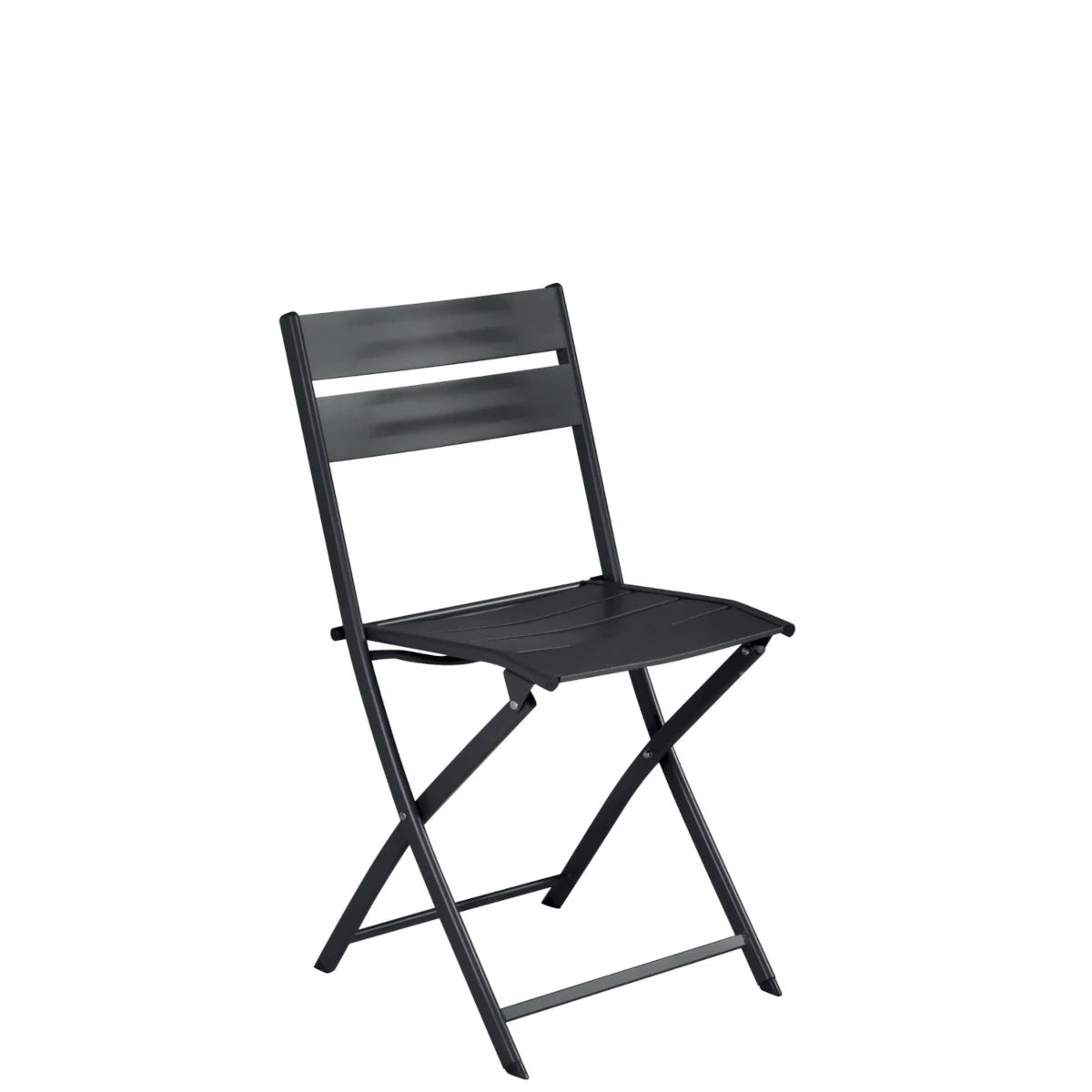 Sedia Lucca Pieghevole in Alluminio Antracite con design a listelli, resistente e salvaspazio per esterni.