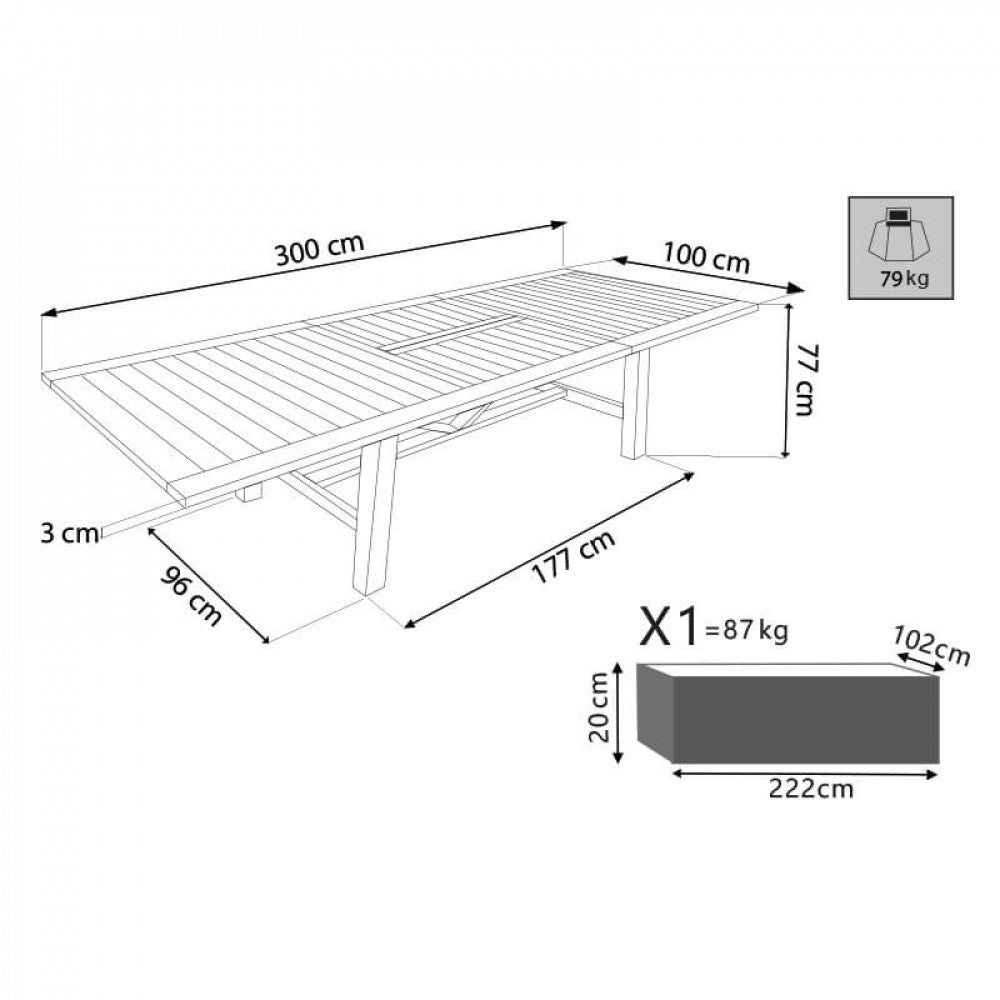 TAVOLO MIRAGE 220/300 X 100