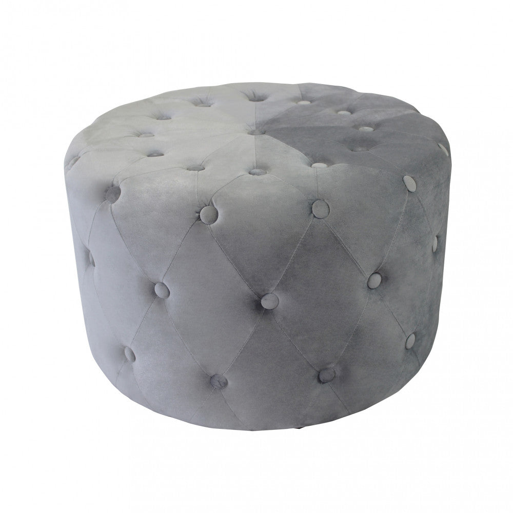 POUF ROTONDO IN VELLUTO GRIGIO SCURO