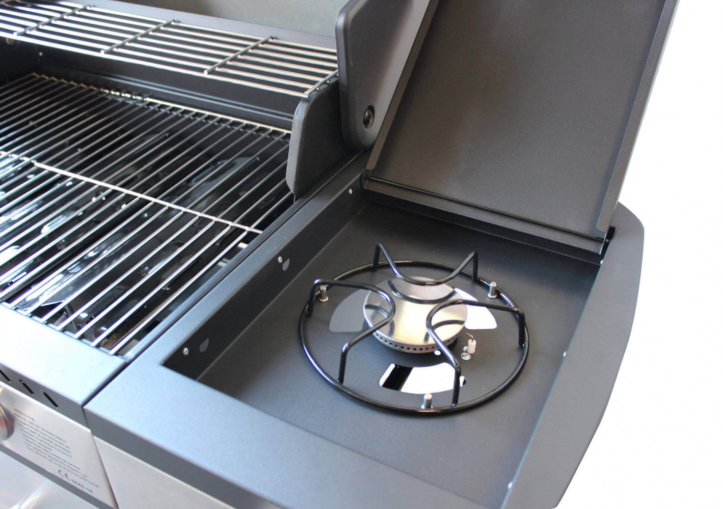 Fornello laterale in acciaio inox del Barbecue a Gas Davis by Albert per cotture aggiuntive
