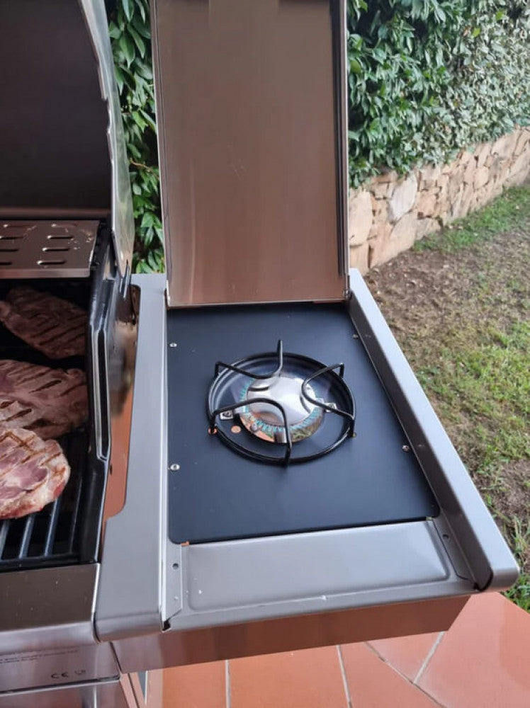 Fornello laterale e vaschetta di sgocciolamento del Barbecue a Gas Texas 3+1 Fuochi by Albert