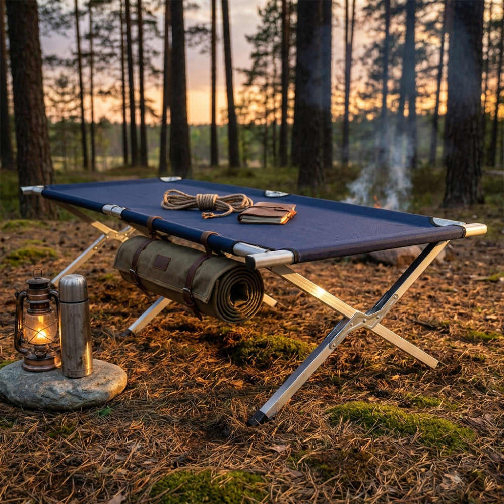 Lettino pieghevole Cosma Branda Emergency con struttura in alluminio e accessori outdoor