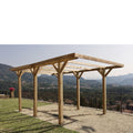 Carport da Esterno singolo in pino massello impregnato, senza copertura, adatto per un posto auto.