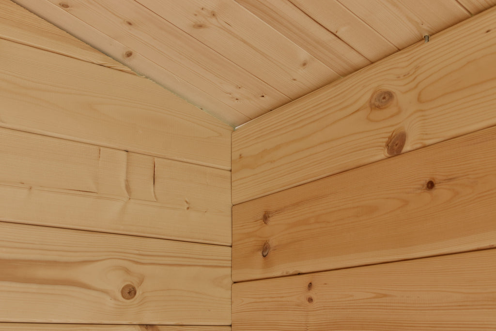 Esterni da Vivere Casetta In Legno Con Dettagli Metallici
