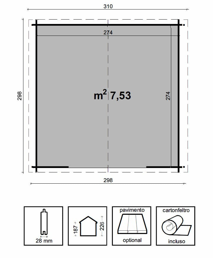 ESTERNI DA VIVERE Casetta In Legno Con Porta Doppia