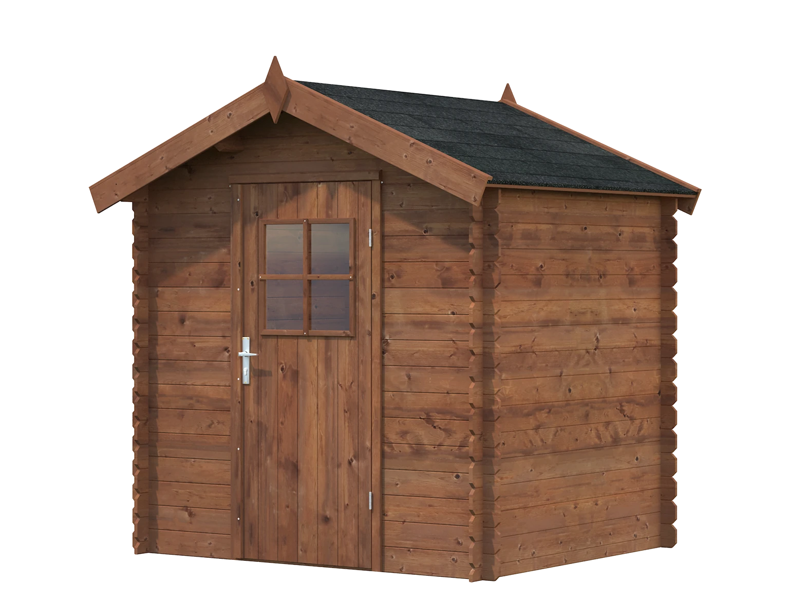 La casetta Clara in un'ambientazione da giardino, per mostrare come si integra con l'ambiente circostante